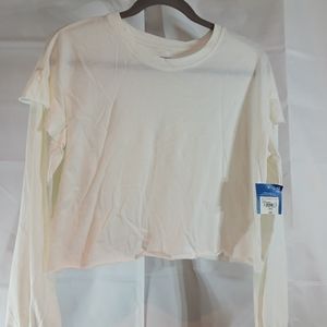 *Arizona Jean Co Junior's NWT Large Color Polar Bear White Crop Top Long Sleeve